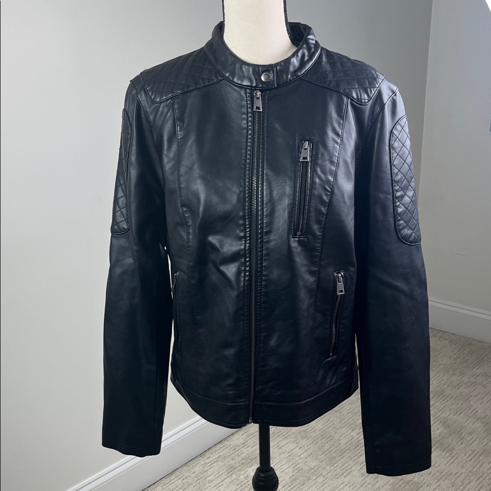 Levi’s Faux Leather Moto Jacket Women’s XL Black Quilted Motorcycle Biker